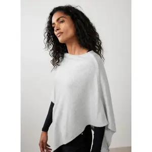 Mint Velvet Grey Cotton Blend Stitch Detail Poncho